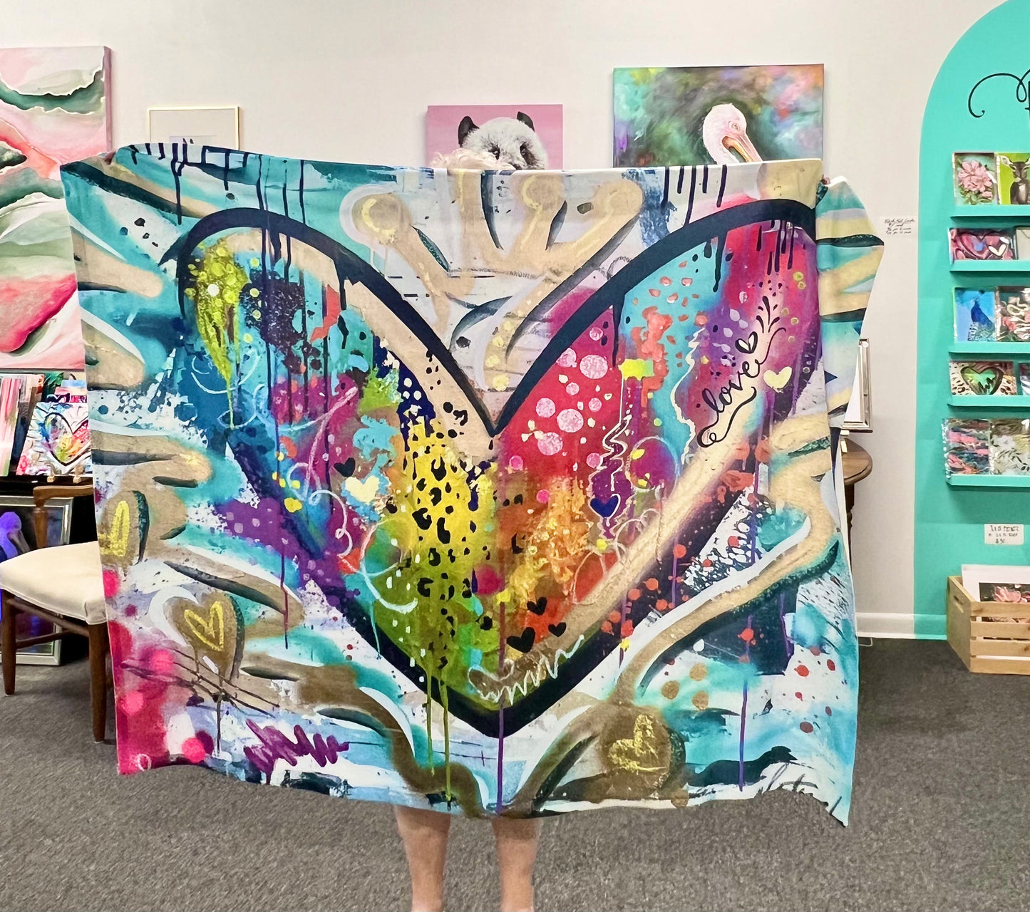 Graffiti Heart Fleece Blanket