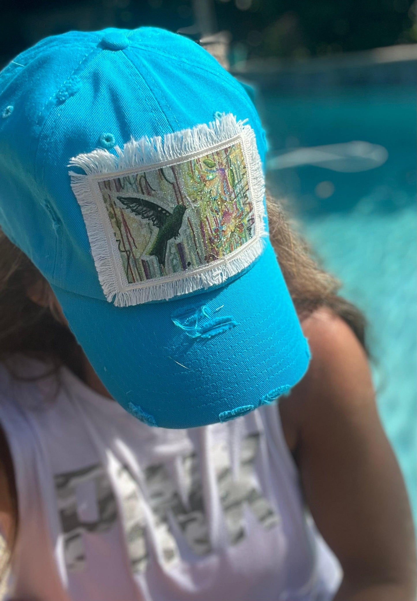 Seek out the Good Ball Cap - Glitter Blue Rectangle Patch - Whitney Hayden