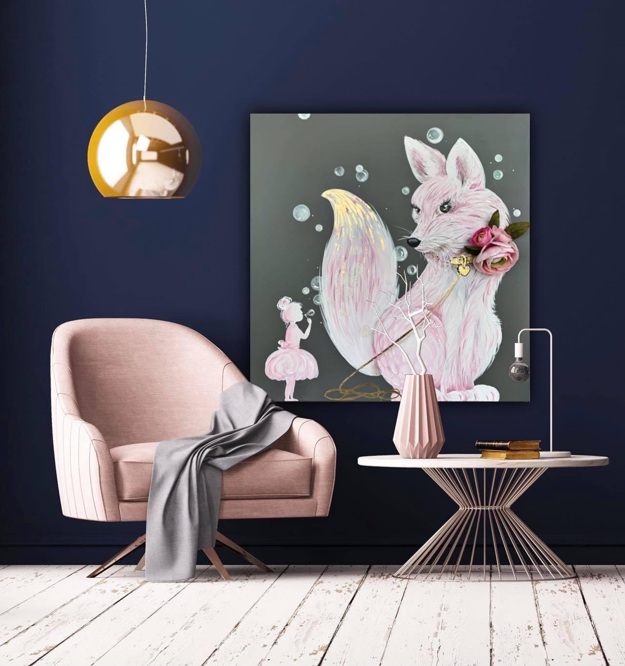 Floral Pet Pink Fox Print - Whitney Hayden