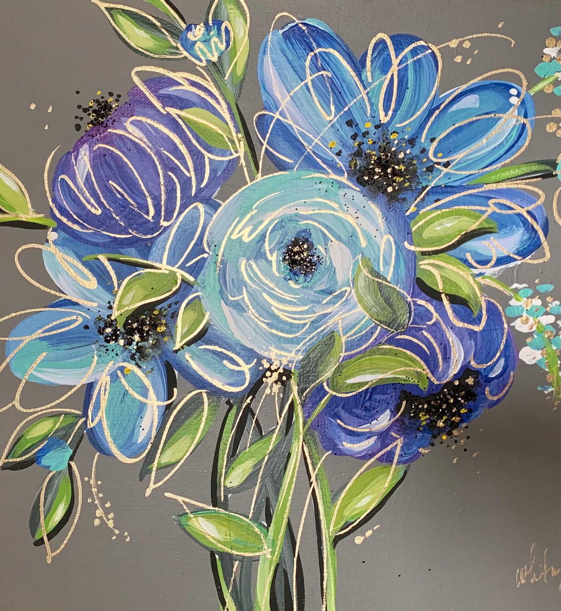 Floral Blue Original & Prints - Whitney Hayden