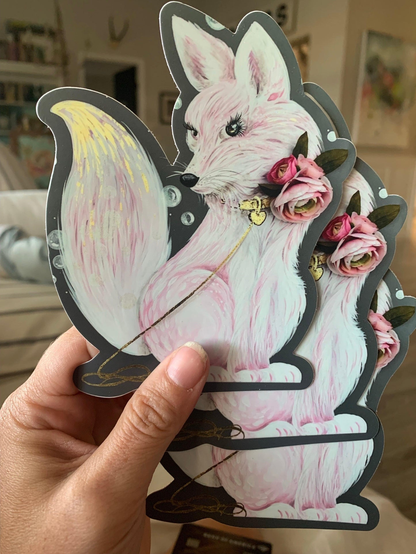 Floral Fox Sticker - Not Holographic - Whitney Hayden