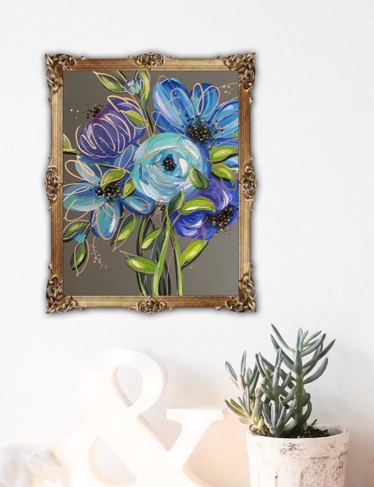 Blue Floral Art Print - Whitney Hayden