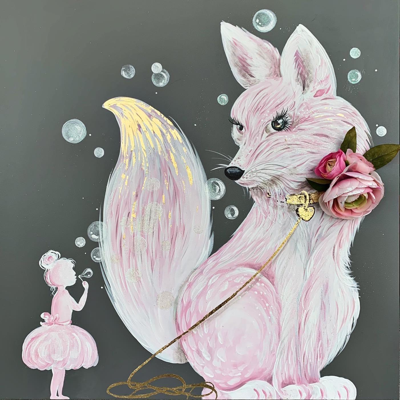 Floral Pet Pink Fox Print - Whitney Hayden