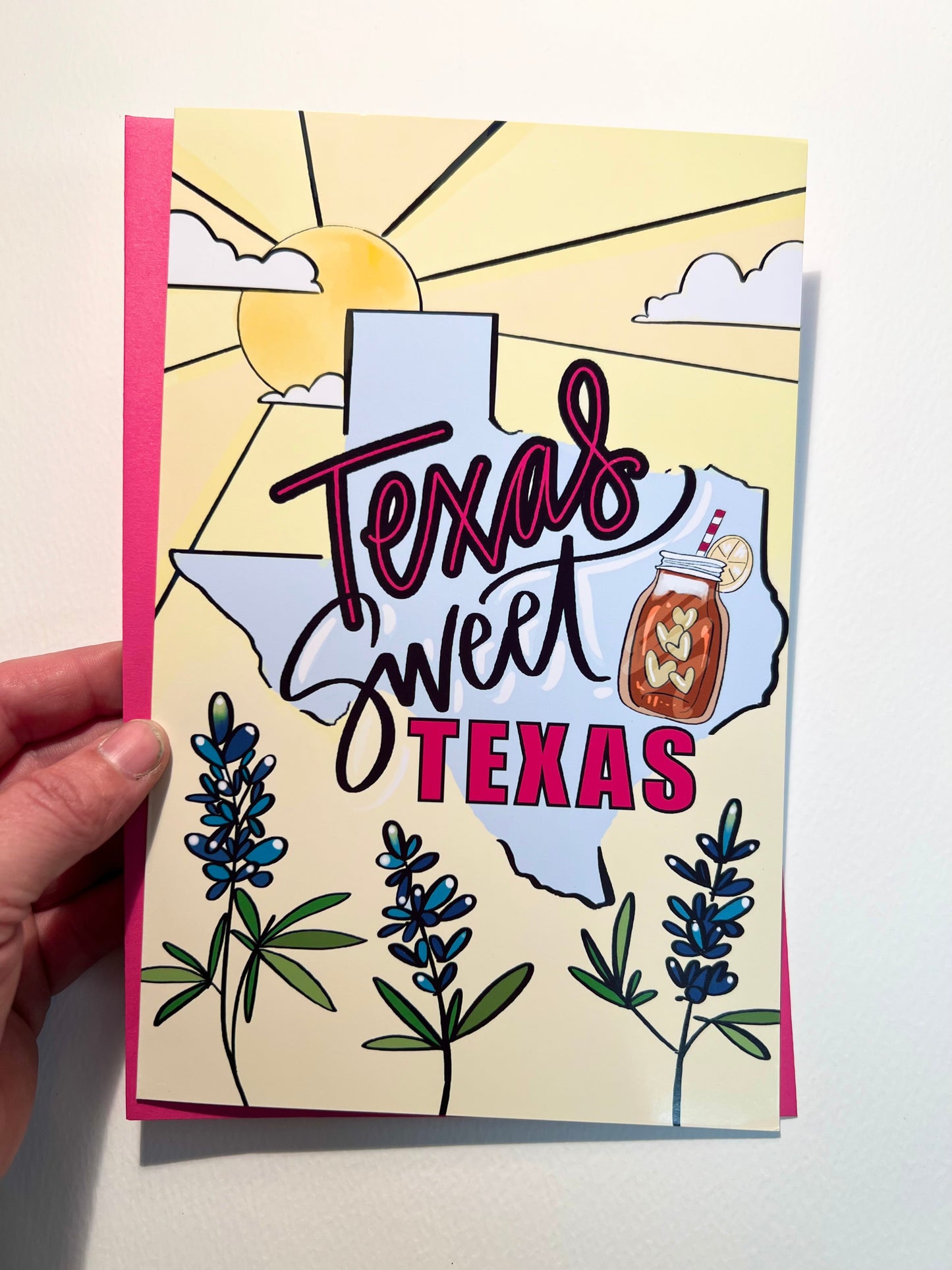 Texas Sweet Texas Pink Abstract Art Note Card Set