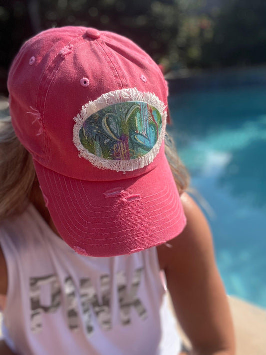 XOXO Ball Cap - Glitter Pink Oval Patch - Whitney Hayden